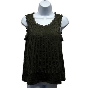Choklate Paris, Olive Green Women’s Sz Sm Lace Sleeveless Lined Tank, EUC, V493